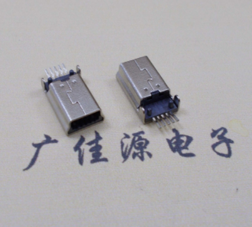 焦作MINI USB公头 5pin端子贴板带柱 10.7mm体长
