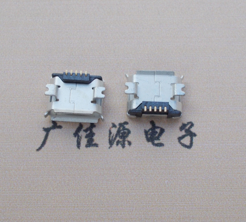 焦作Micro USB 5PIN接口,B型垫高0.9mm鱼叉脚贴片雾锡卷边