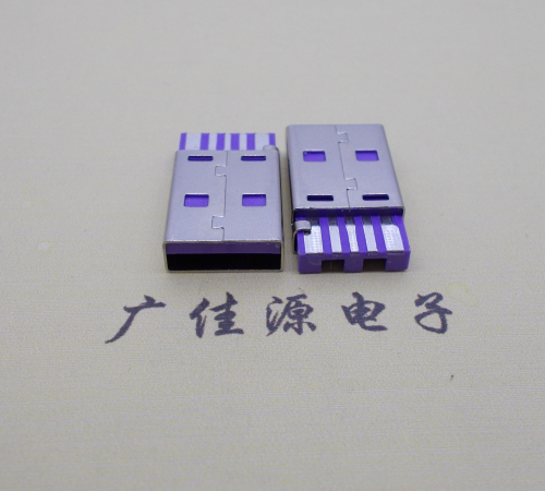 焦作短路usbA公5p焊线式大电流 紫色胶芯快充插头