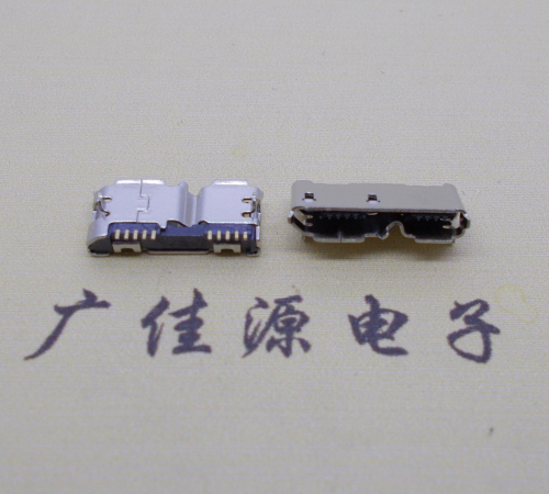 焦作micro usb 3.0母座双接口10pin卷边两个固定脚 